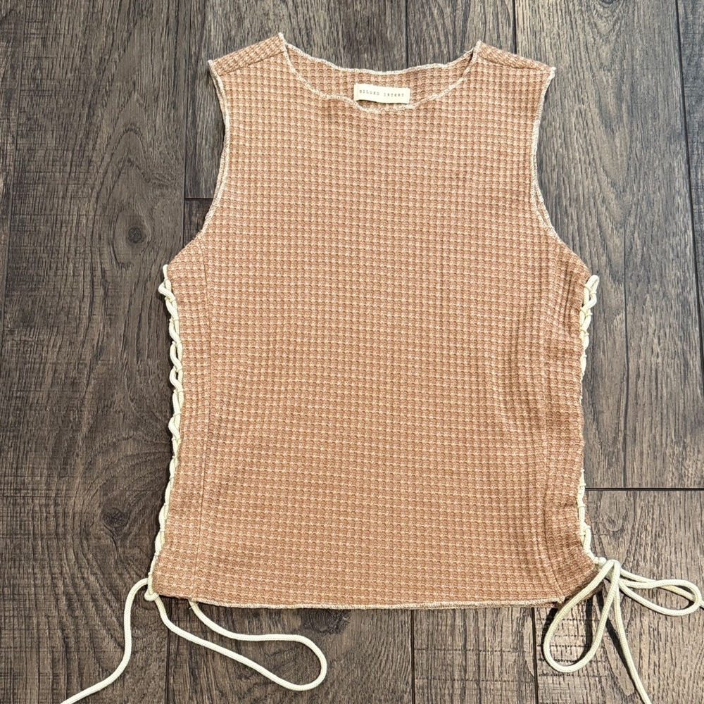 Buckle Tan Tank Top with Side Laces